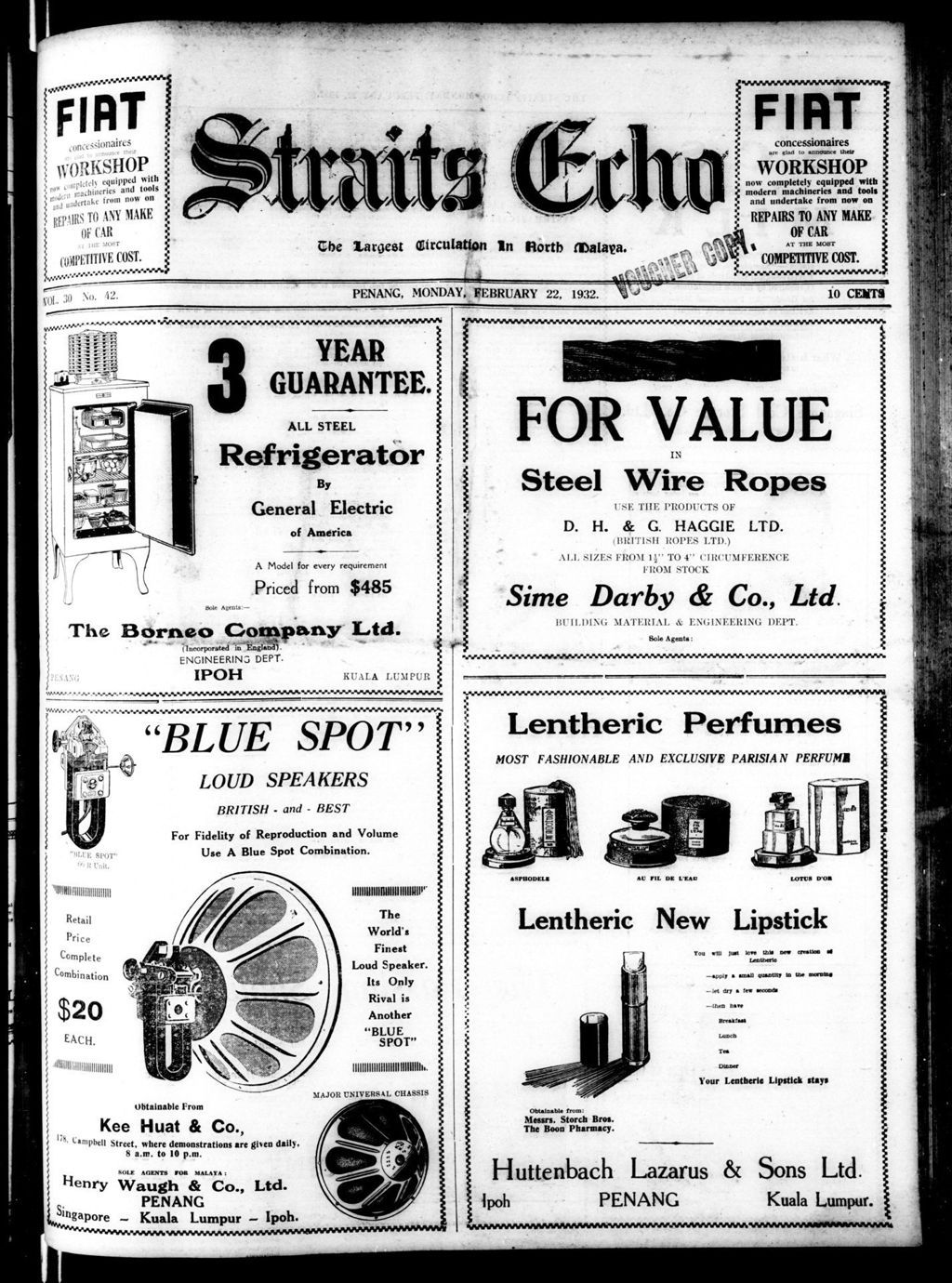 Miniature of Straits Echo 22 February 1932