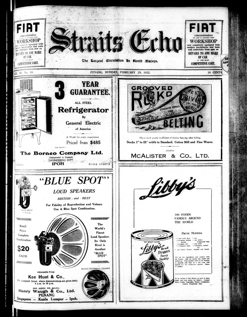 Miniature of Straits Echo 29 February 1932