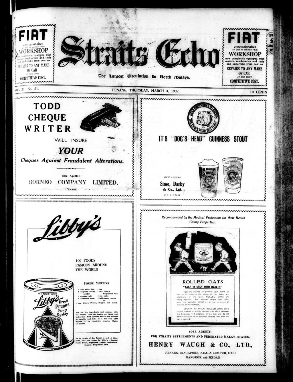 Miniature of Straits Echo 03 March 1932