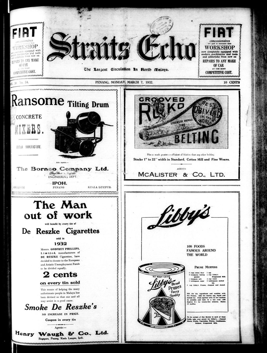 Miniature of Straits Echo 07 March 1932