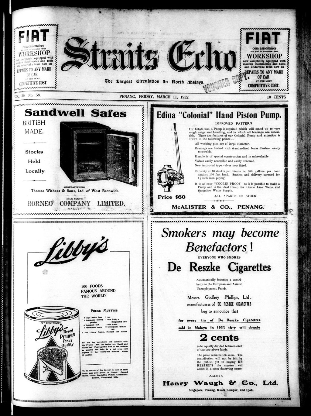 Miniature of Straits Echo 11 March 1932