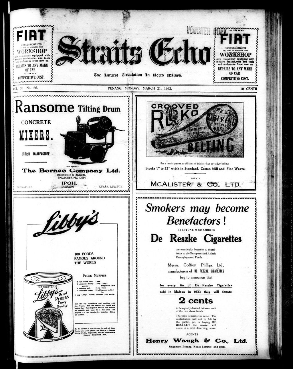 Miniature of Straits Echo 21 March 1932