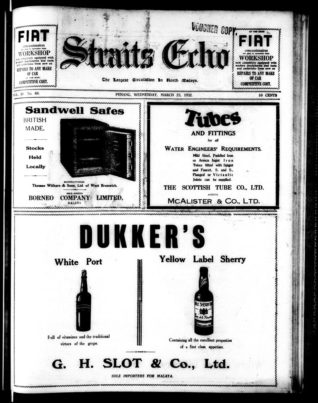 Miniature of Straits Echo 23 March 1932