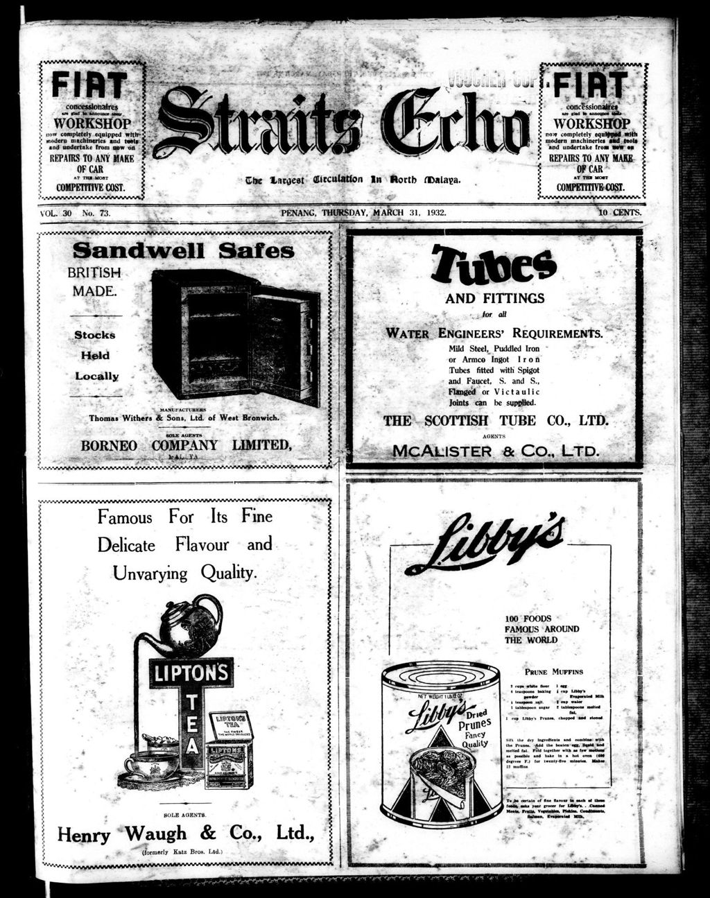 Miniature of Straits Echo 31 March 1932