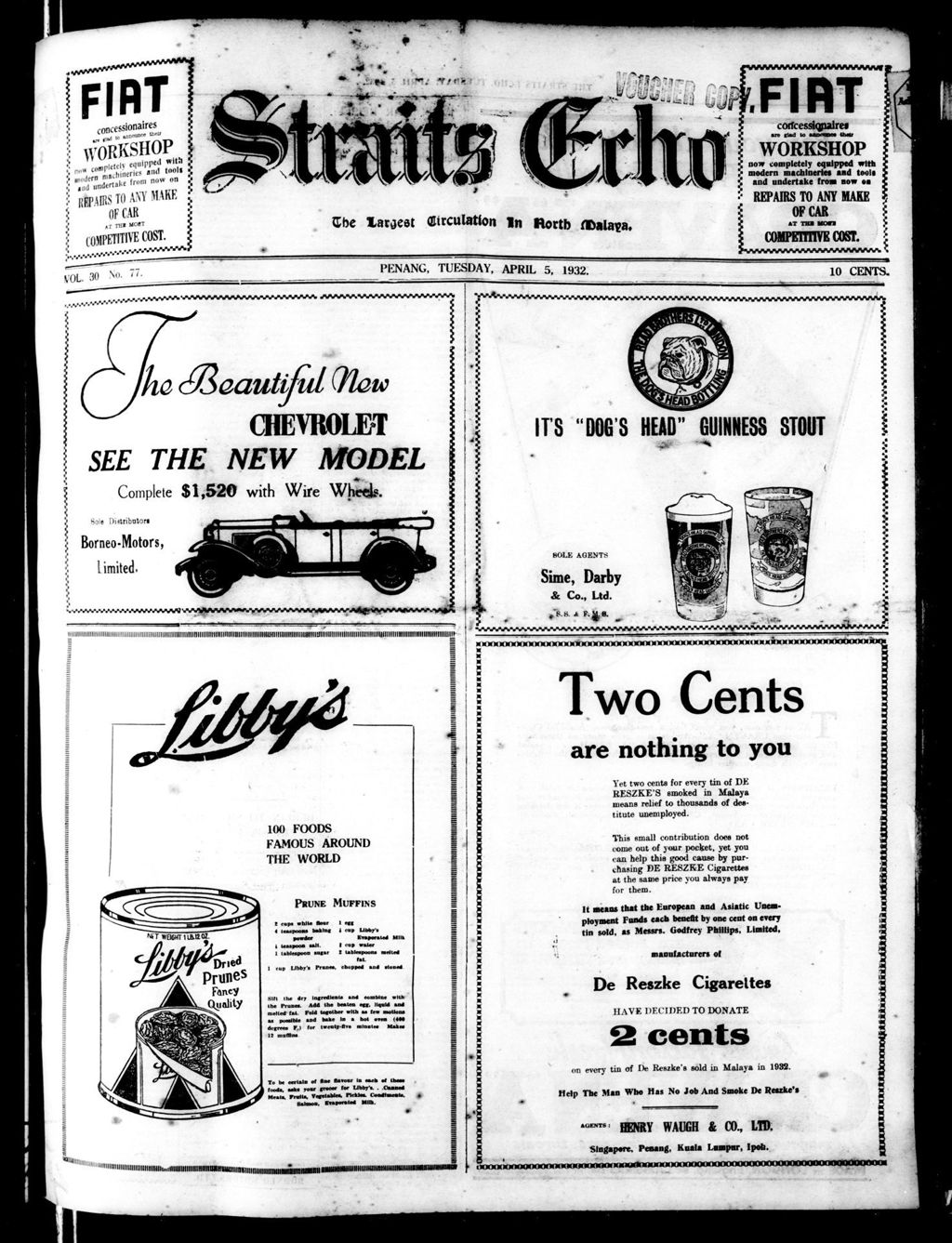 Miniature of Straits Echo 05 April 1932