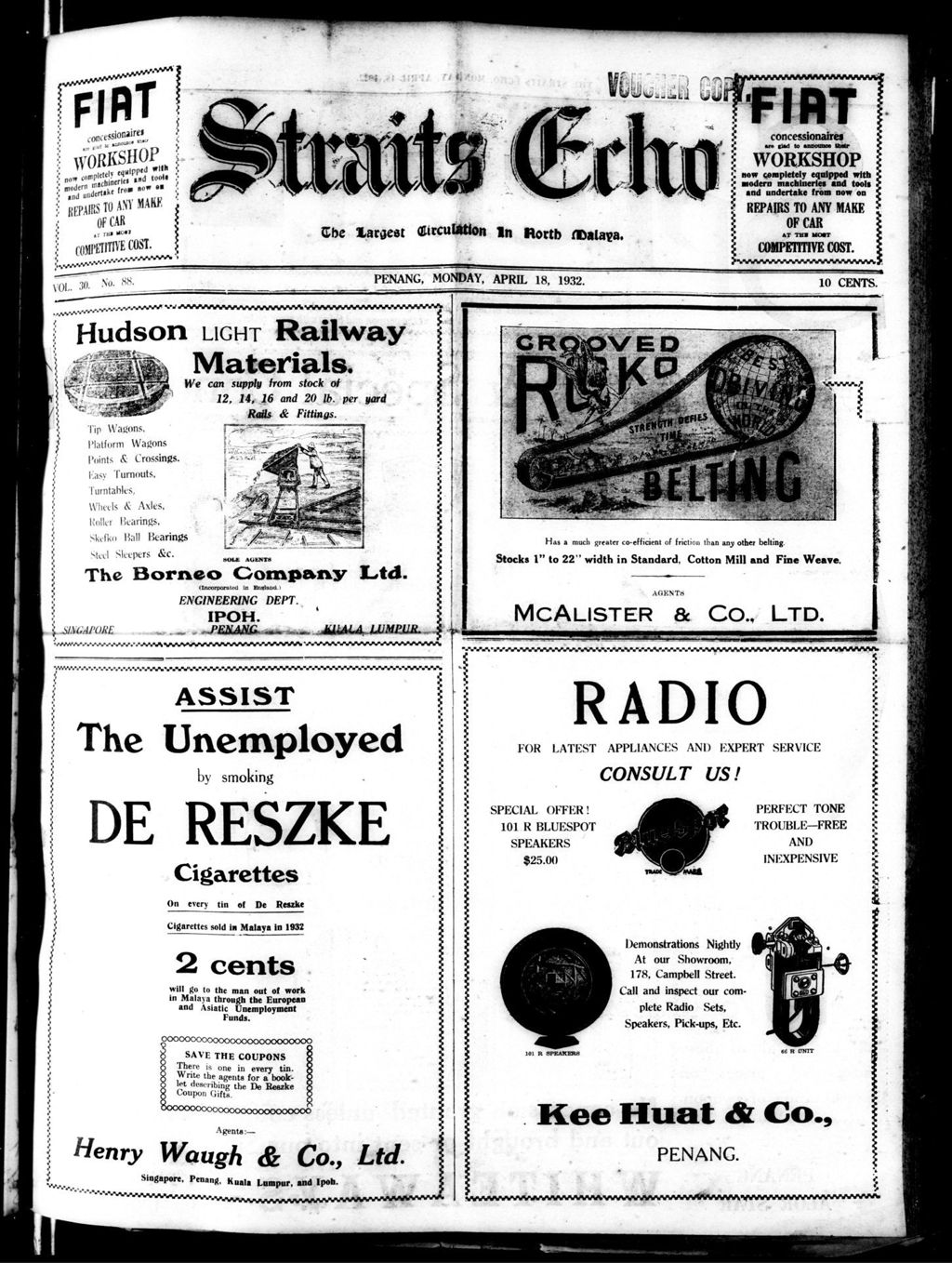 Miniature of Straits Echo 18 April 1932