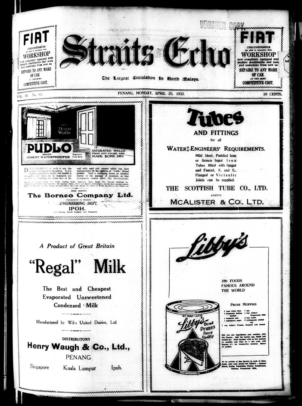 Miniature of Straits Echo 25 April 1932