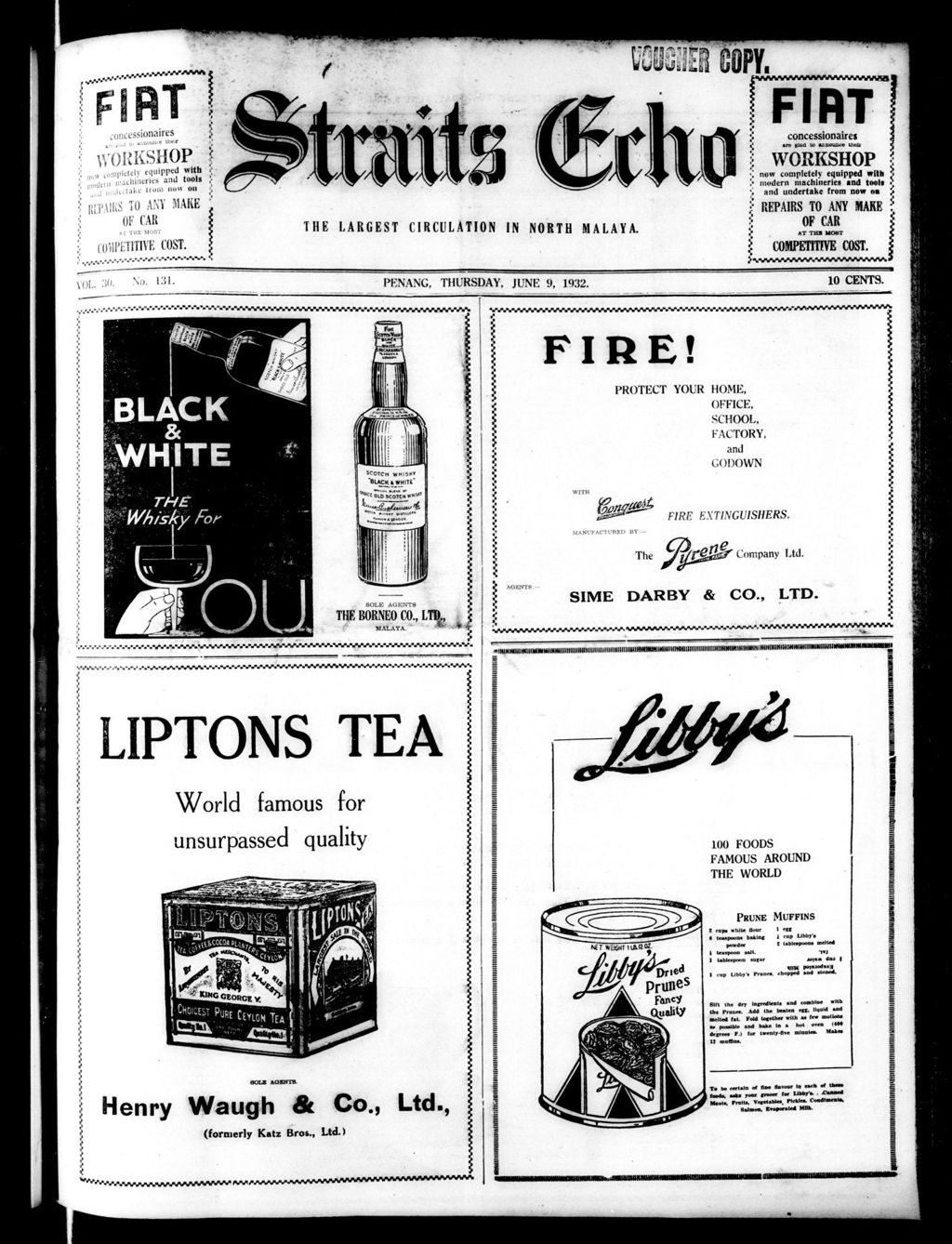 Miniature of Straits Echo 09 June 1932