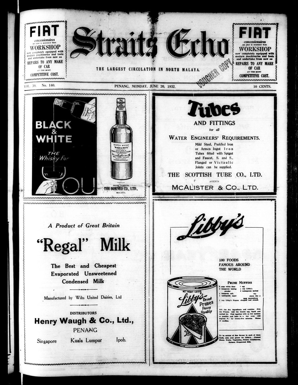 Miniature of Straits Echo 20 June 1932