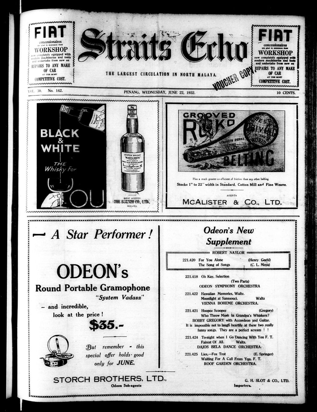 Miniature of Straits Echo 22 June 1932