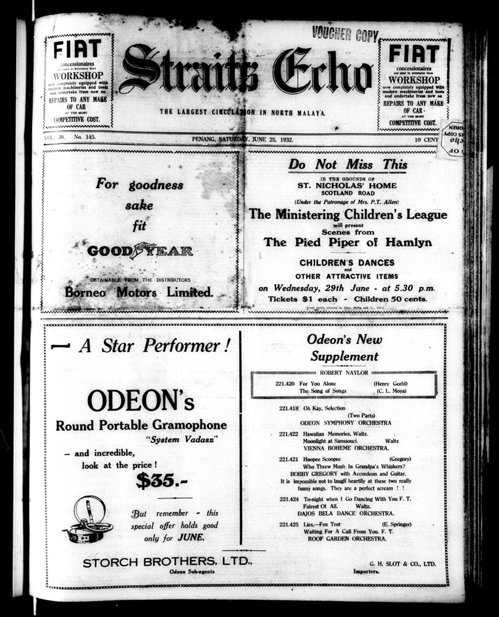 Miniature of Straits Echo 25 June 1932