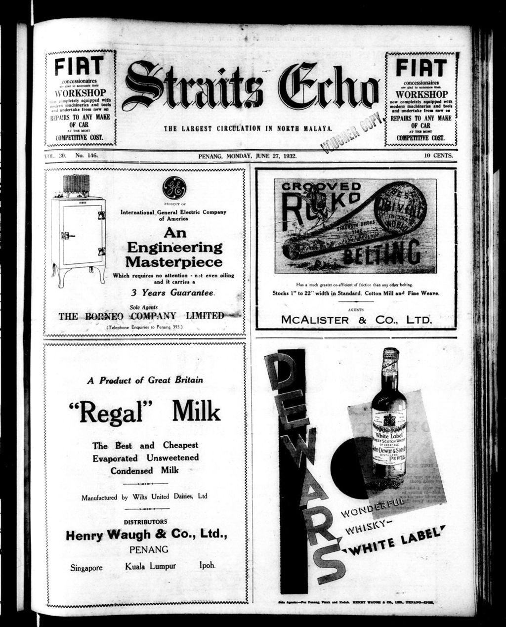 Miniature of Straits Echo 27 June 1932