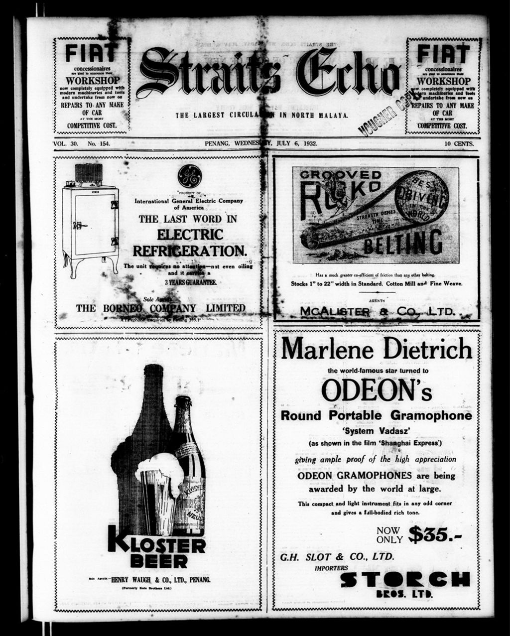 Miniature of Straits Echo 06 July 1932