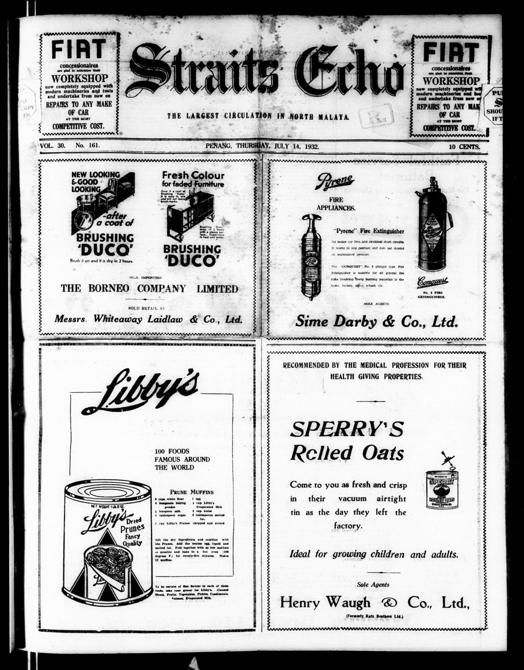 Miniature of Straits Echo 14 July 1932