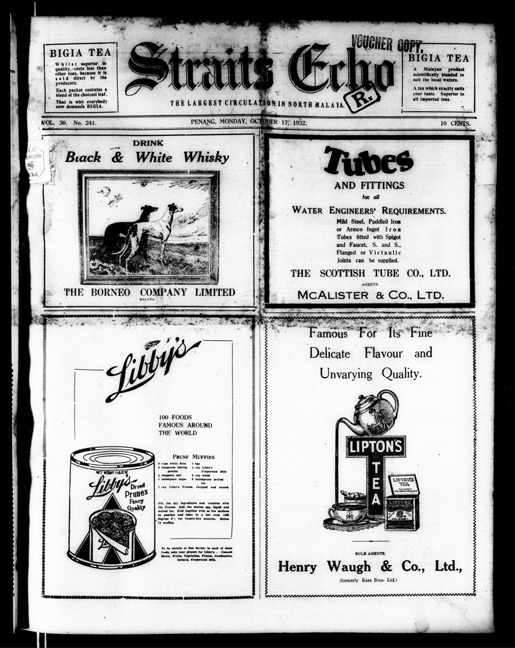 Miniature of Straits Echo 17 October 1932