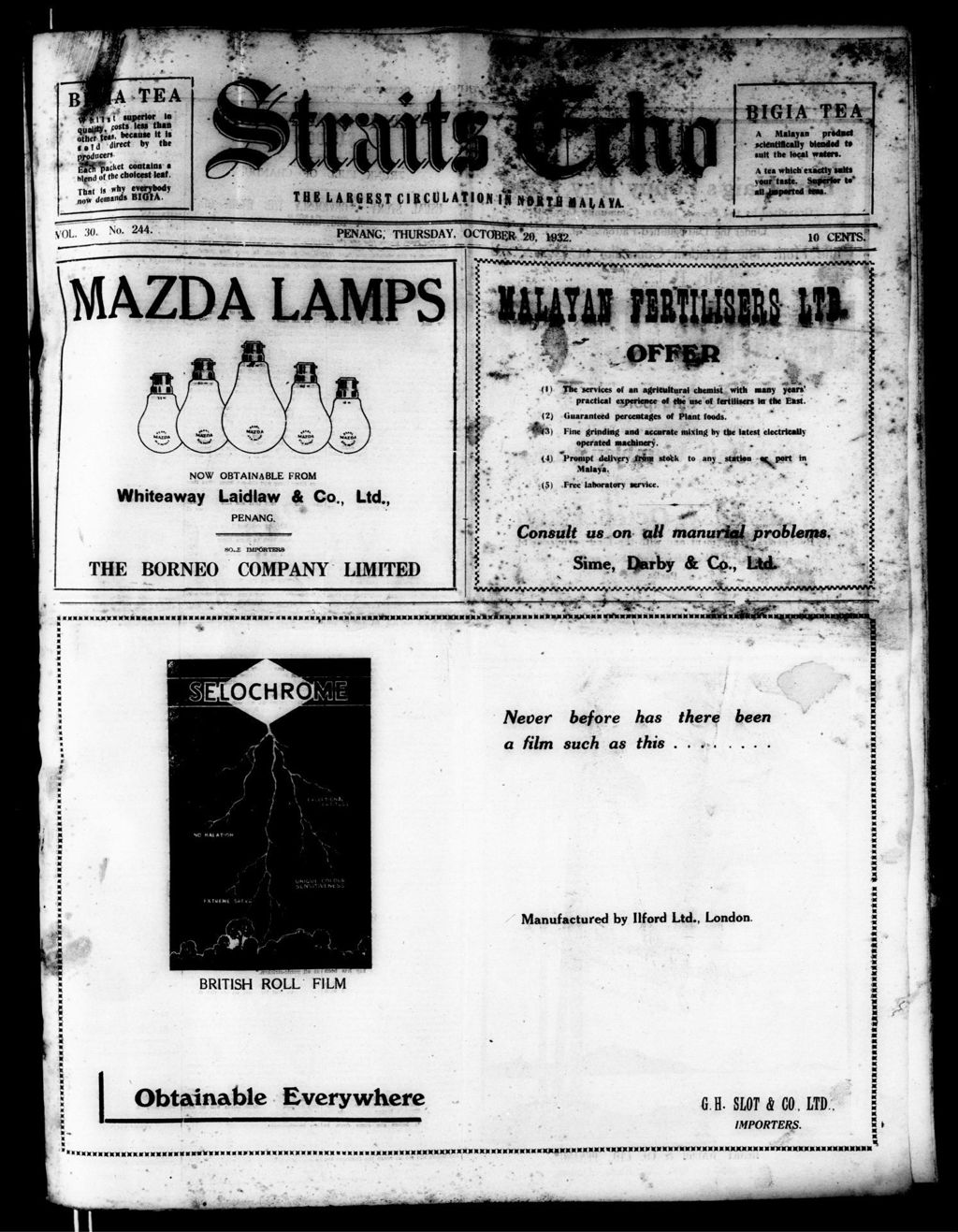 Miniature of Straits Echo 20 October 1932