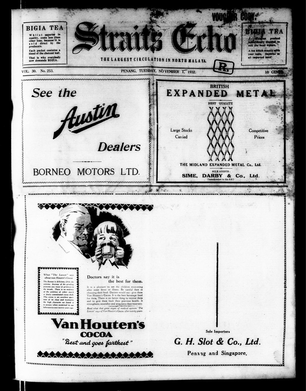 Miniature of Straits Echo 01 November 1932