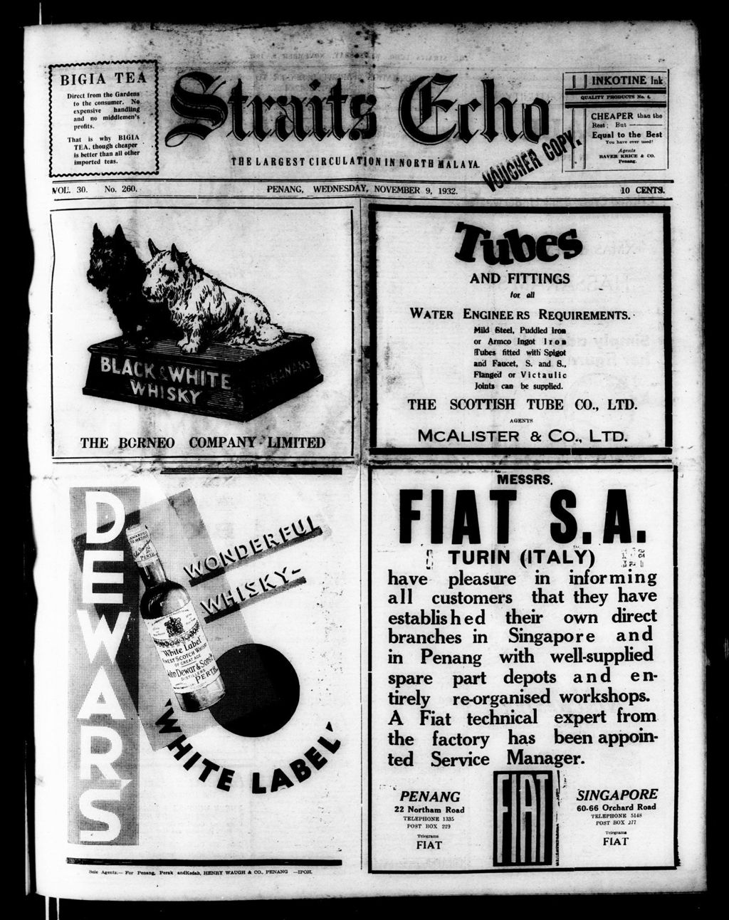 Miniature of Straits Echo 09 November 1932