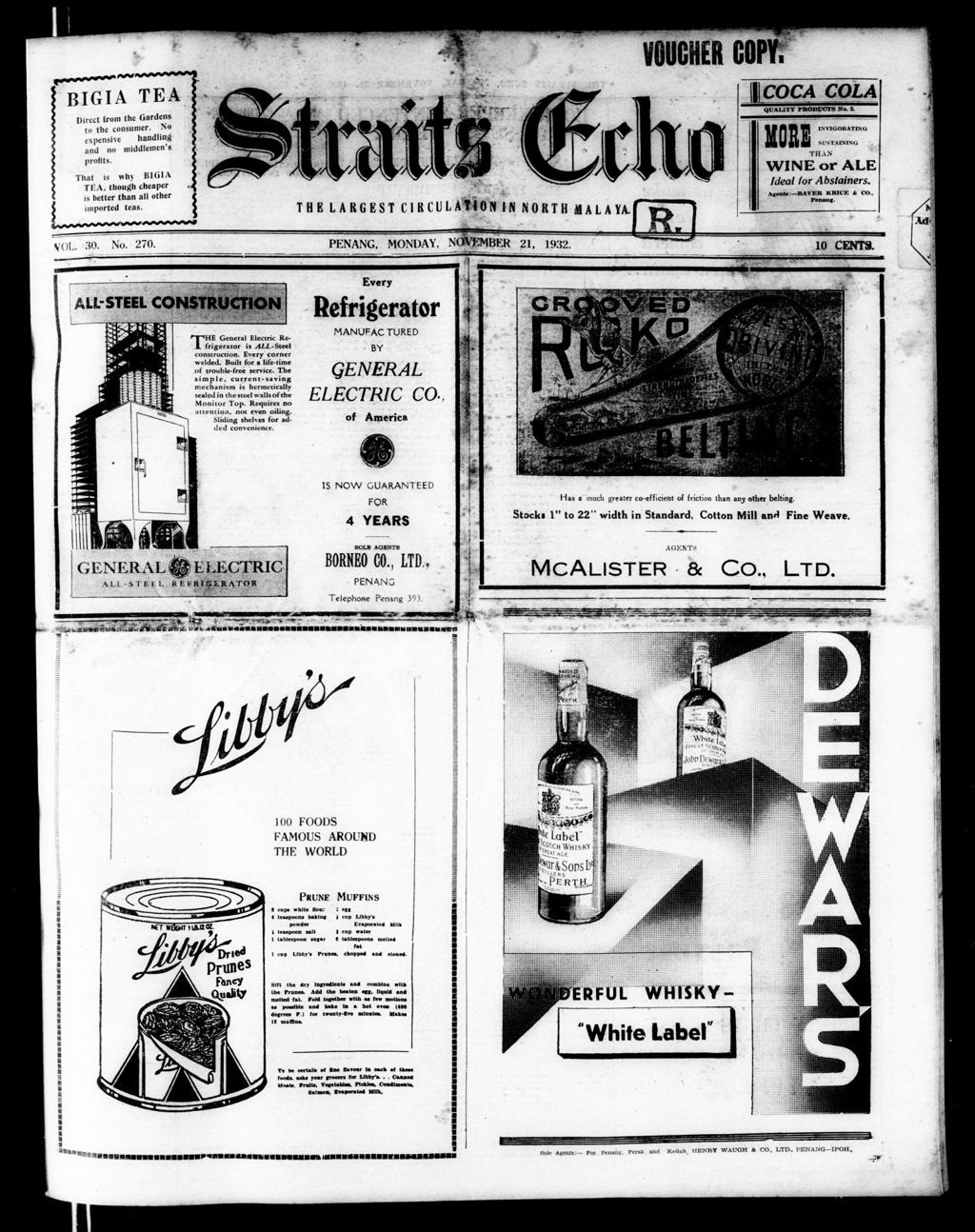 Miniature of Straits Echo 21 November 1932