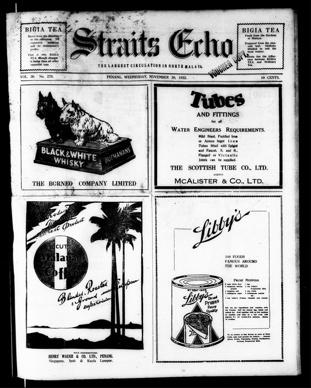 Miniature of Straits Echo 30 November 1932