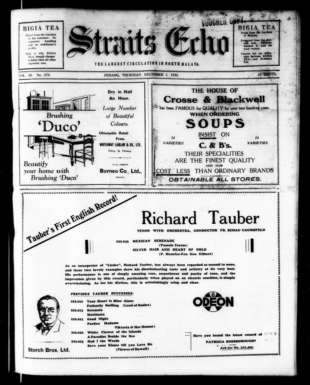 Miniature of Straits Echo 01 December 1932