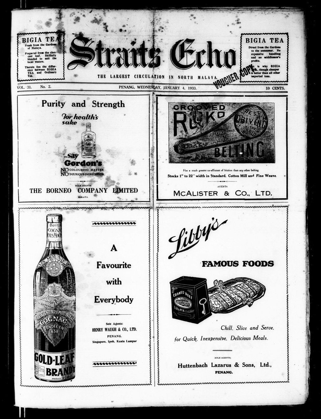 Miniature of Straits Echo 04 January 1933