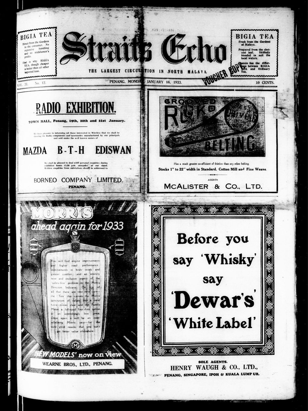 Miniature of Straits Echo 16 January 1933