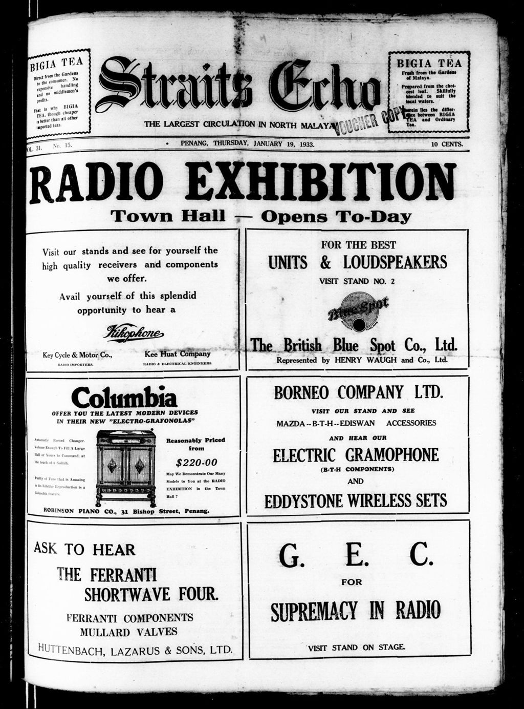 Miniature of Straits Echo 19 January 1933