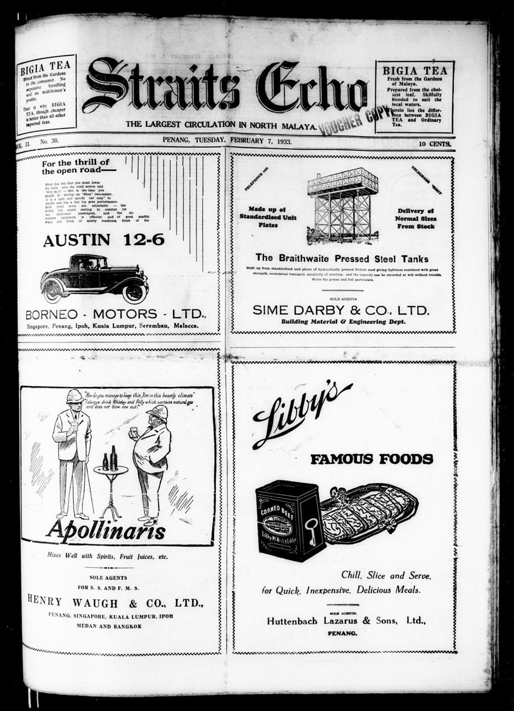 Miniature of Straits Echo 07 February 1933