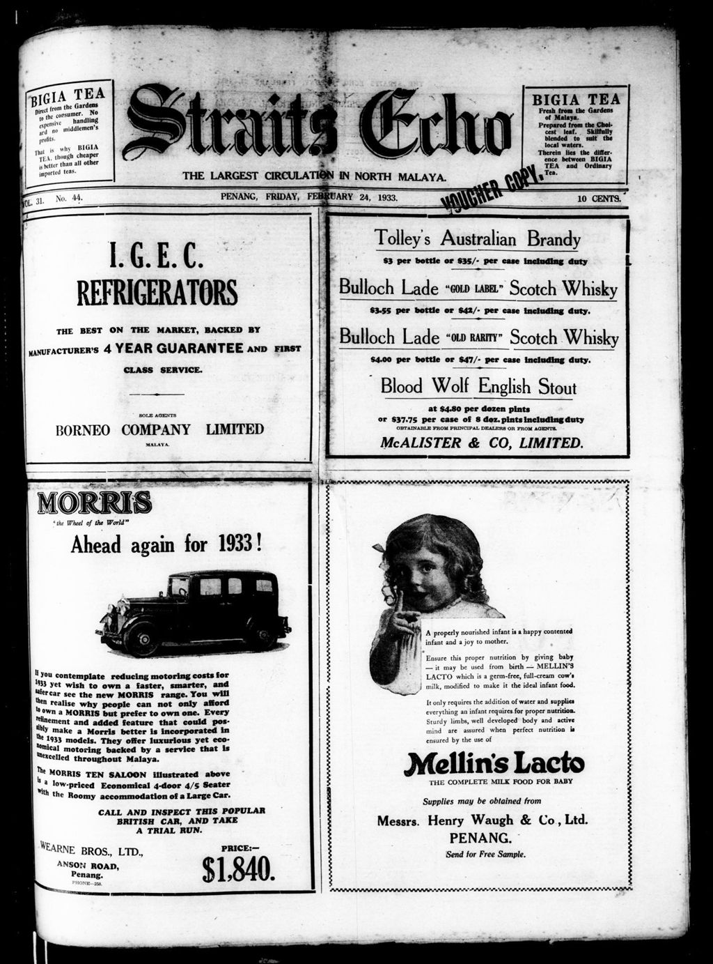 Miniature of Straits Echo 24 February 1933