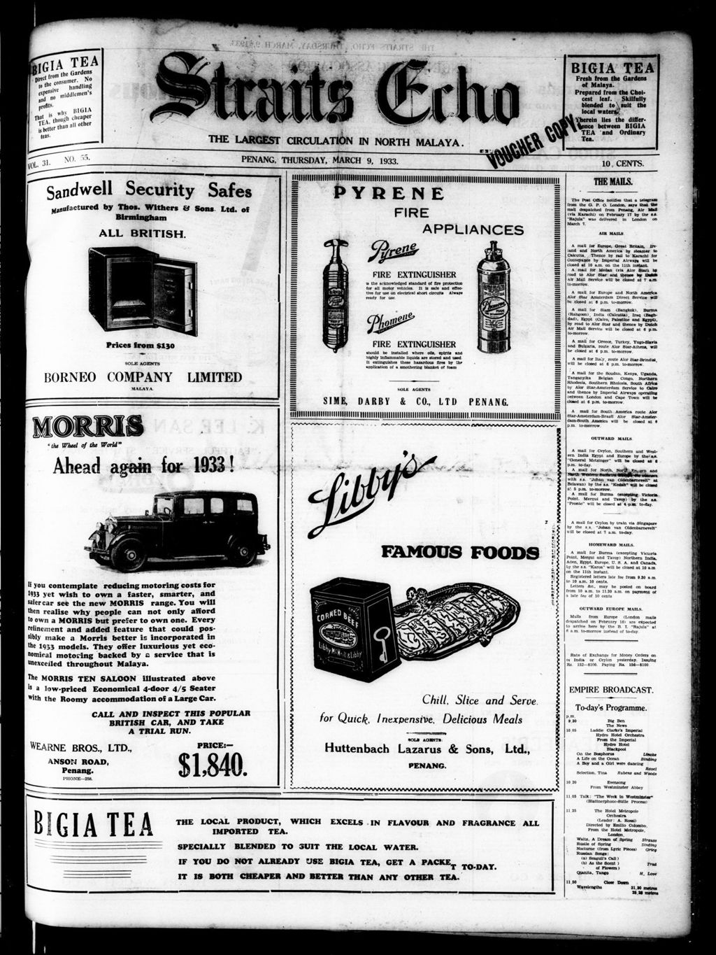 Miniature of Straits Echo 09 March 1933