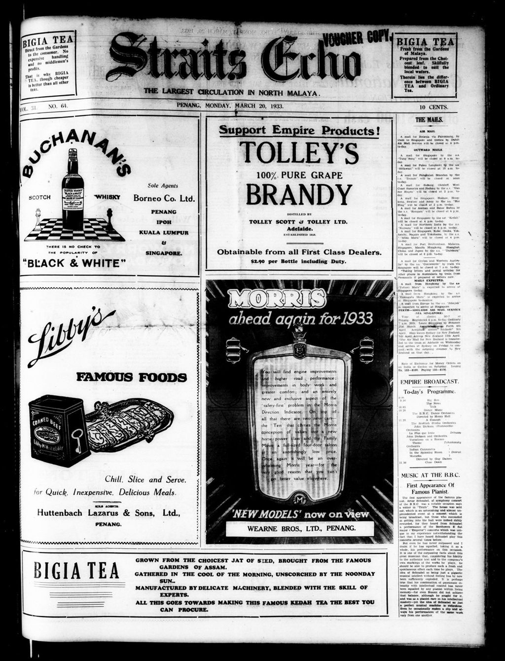 Miniature of Straits Echo 20 March 1933