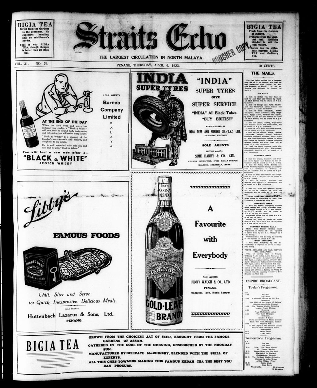 Miniature of Straits Echo 06 April 1933