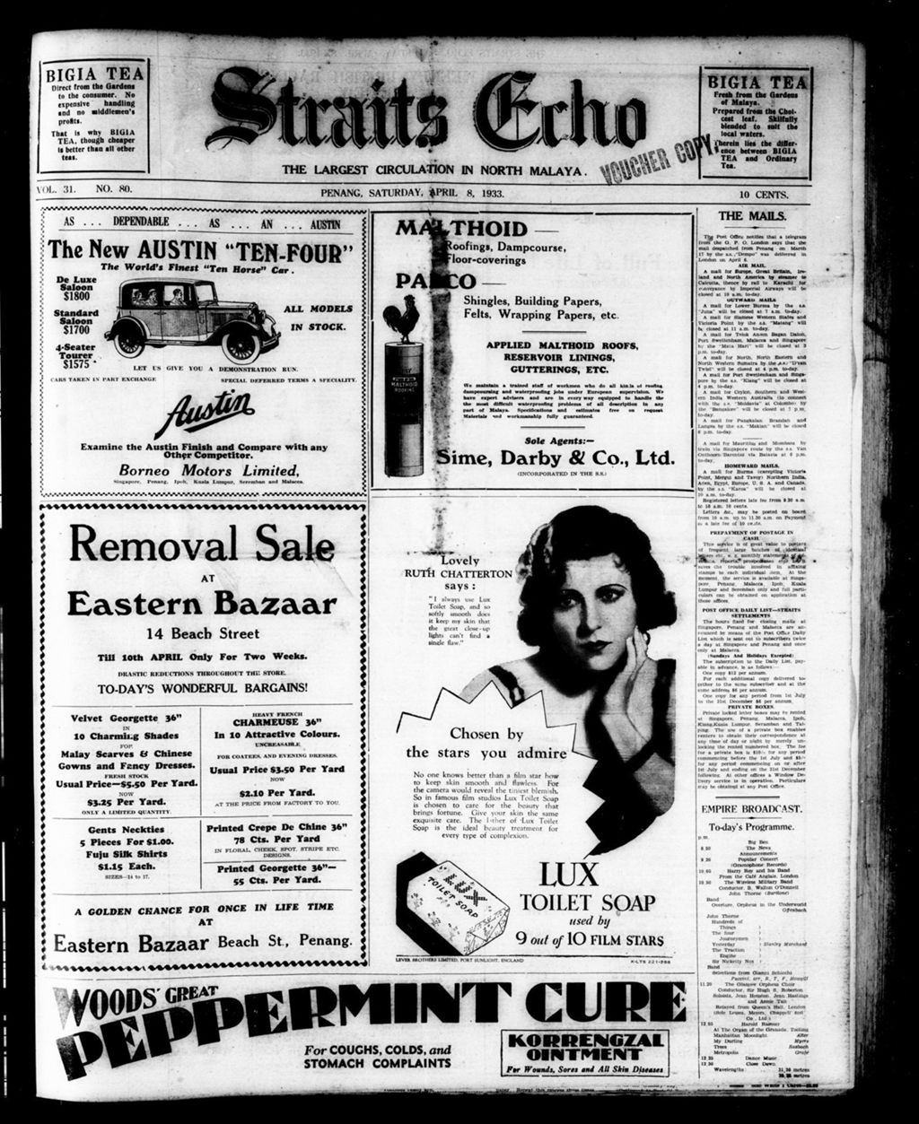 Miniature of Straits Echo 08 April 1933