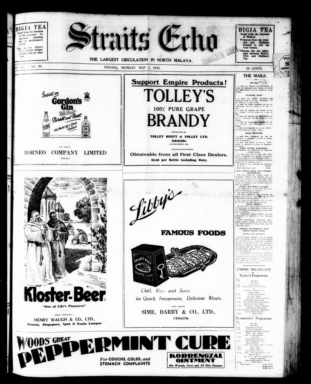 Miniature of Straits Echo 01 May 1933