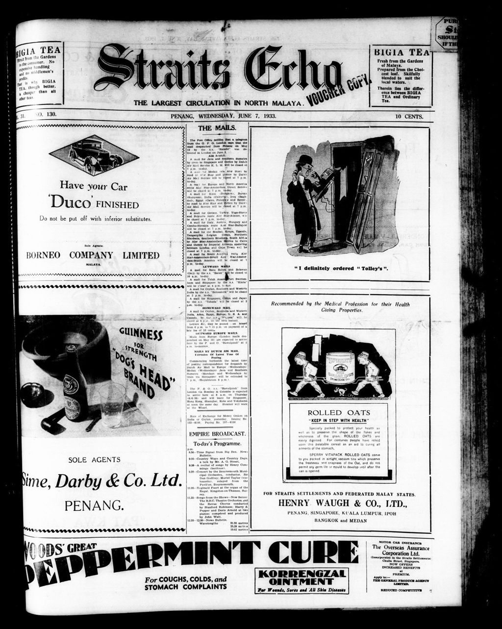 Miniature of Straits Echo 07 June 1933