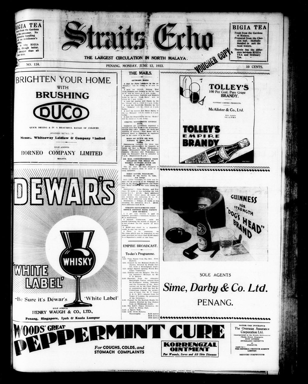 Miniature of Straits Echo 12 June 1933