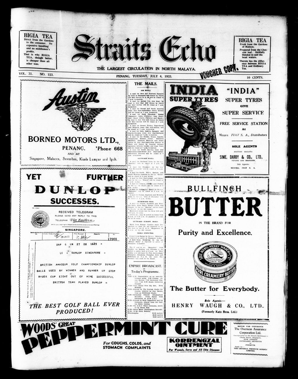 Miniature of Straits Echo 04 July 1933