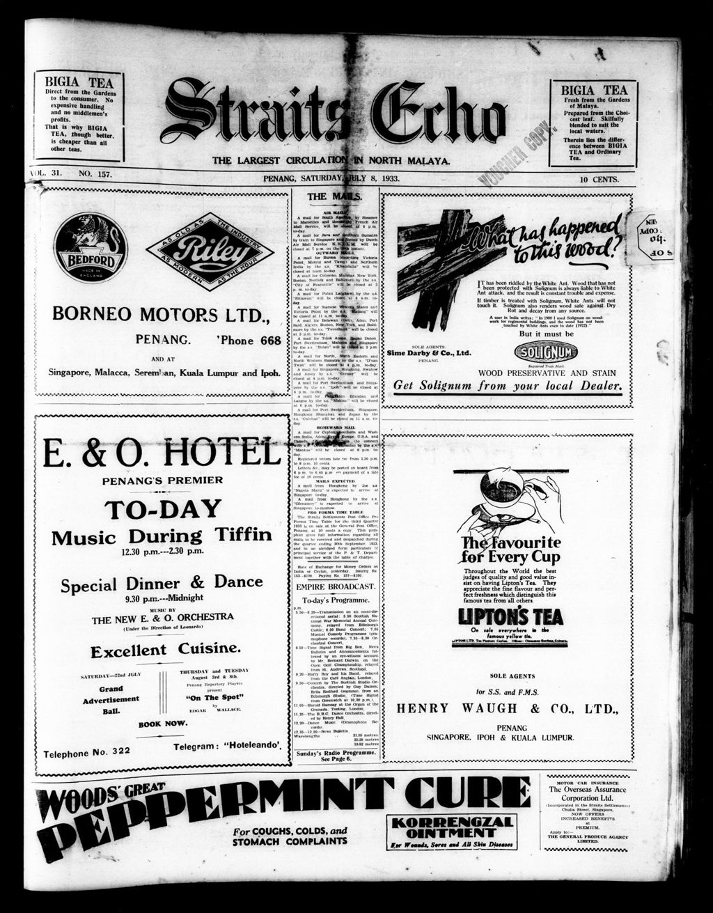 Miniature of Straits Echo 08 July 1933