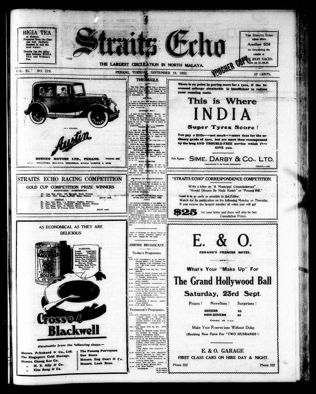 Miniature of Straits Echo 19 September 1933