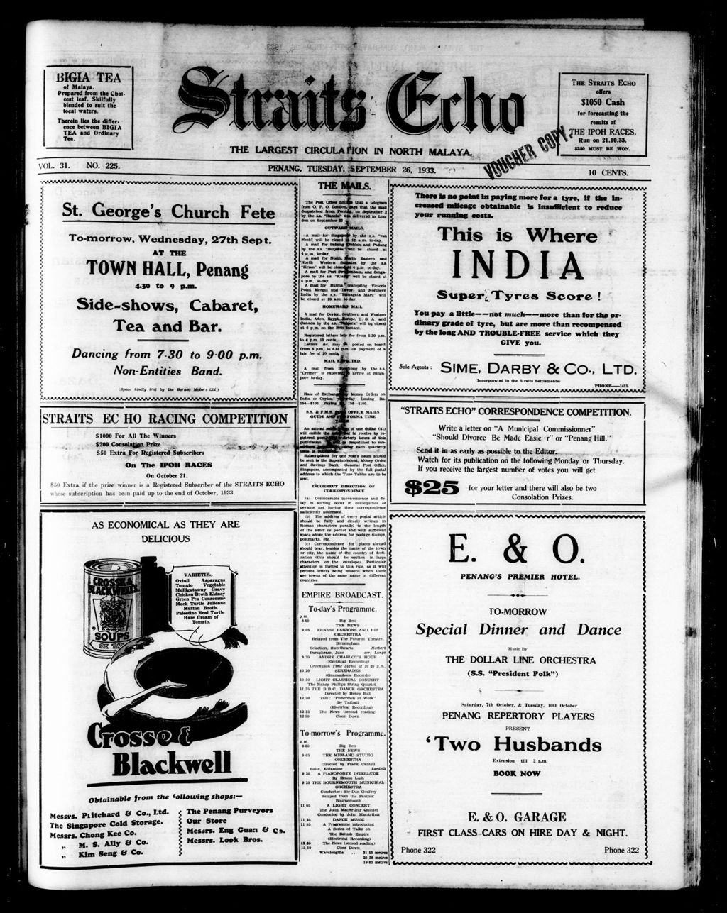 Miniature of Straits Echo 26 September 1933