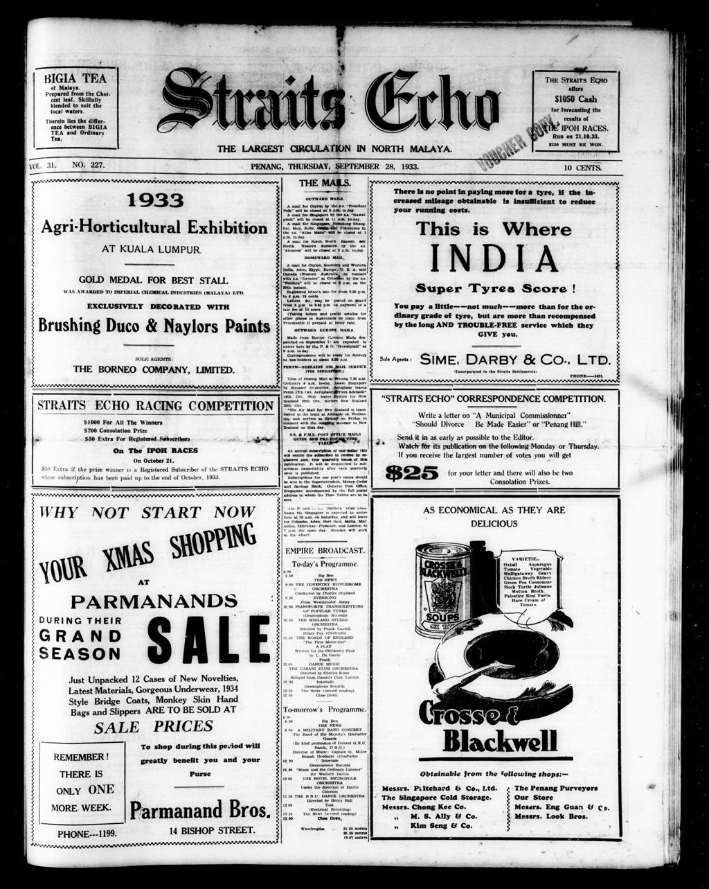 Miniature of Straits Echo 28 September 1933