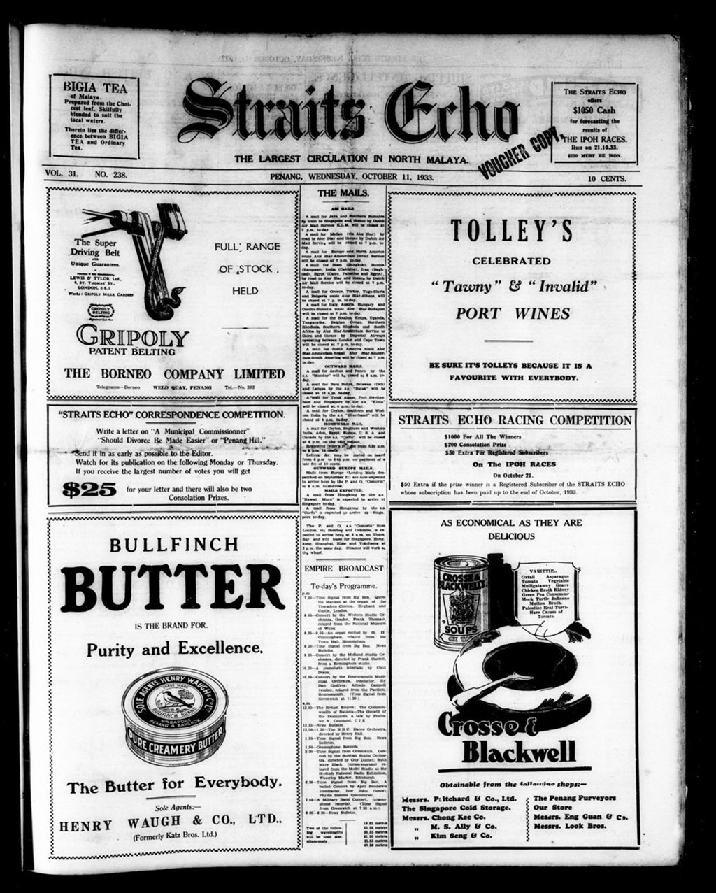 Miniature of Straits Echo 11 October 1933