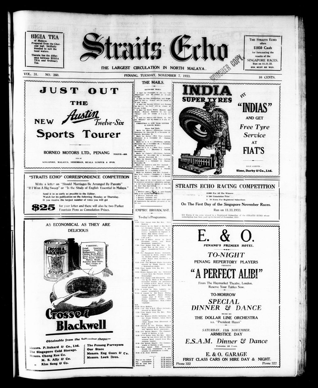 Miniature of Straits Echo 07 November 1933