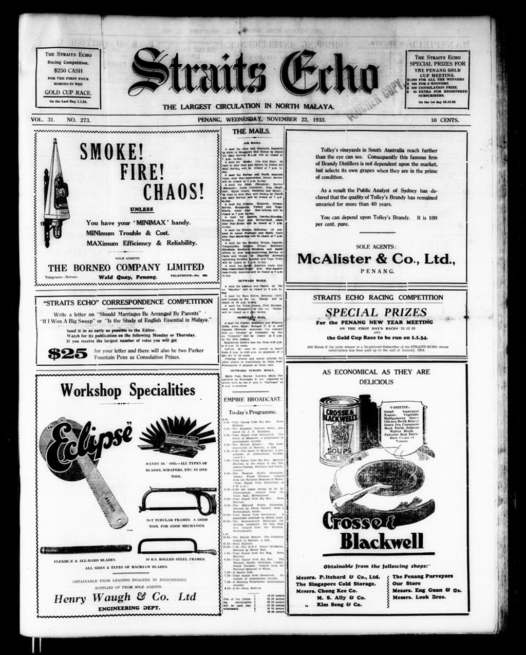 Miniature of Straits Echo 22 November 1933