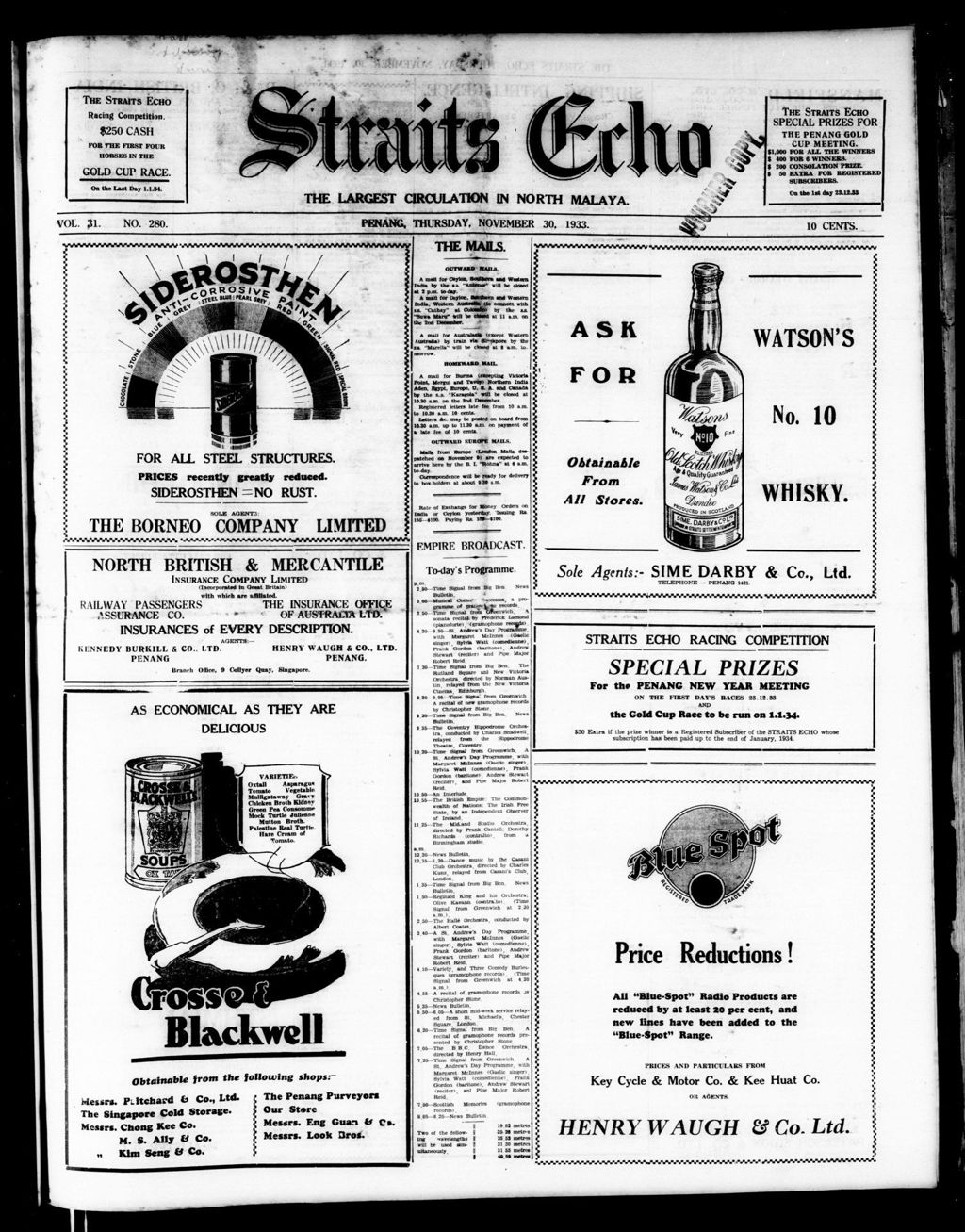 Miniature of Straits Echo 30 November 1933