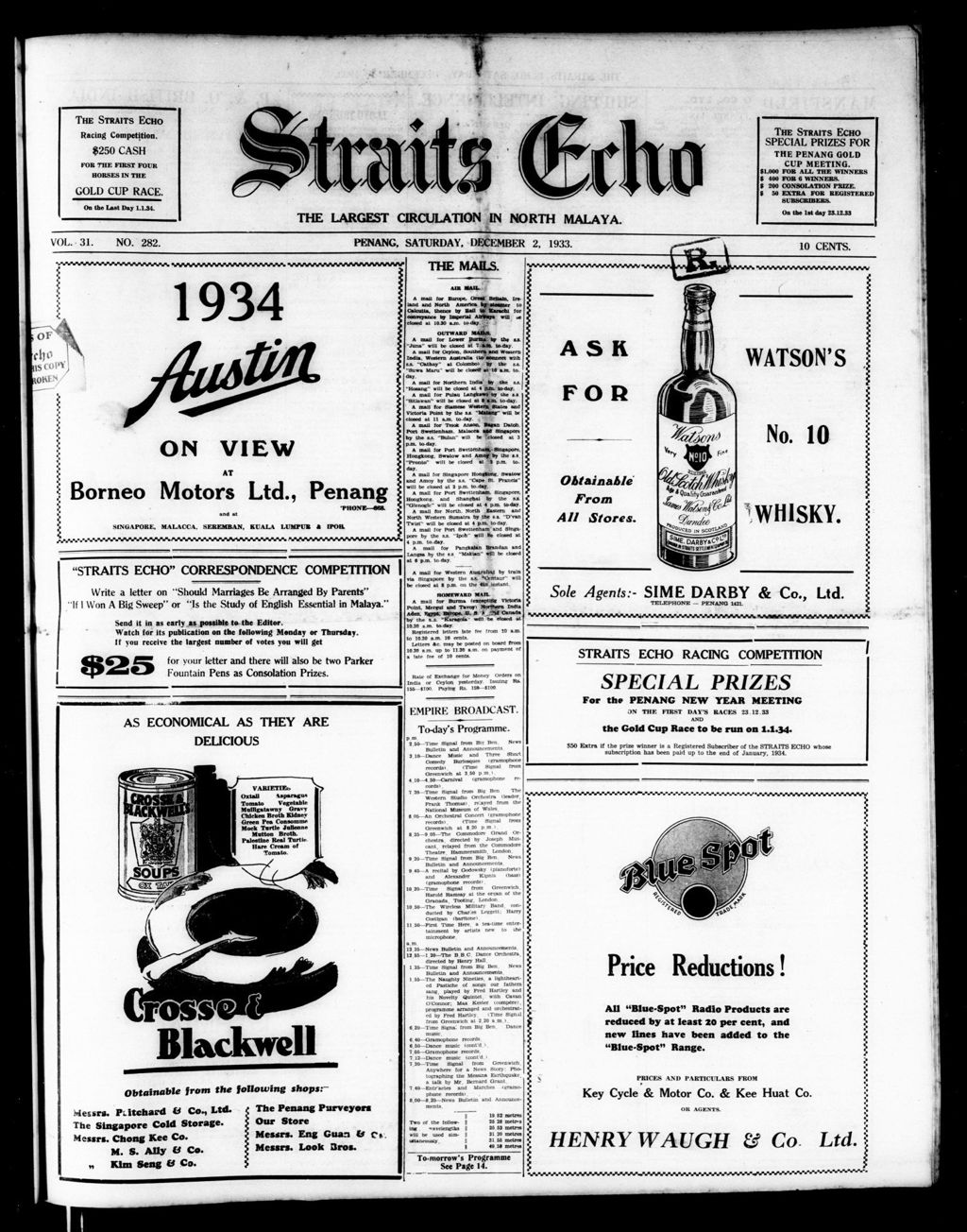 Miniature of Straits Echo 02 December 1933