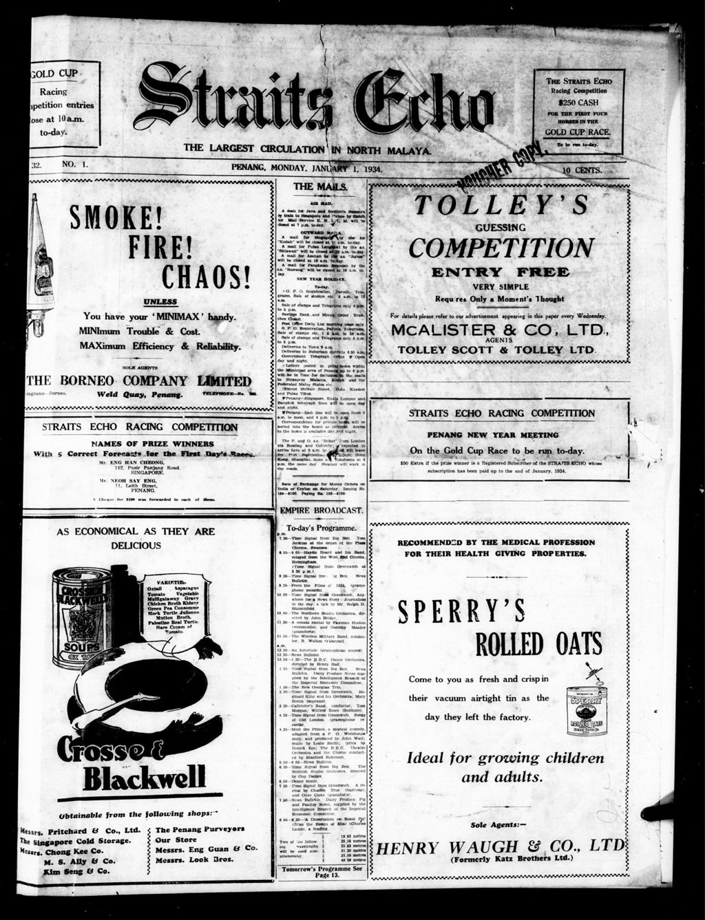 Miniature of Straits Echo 01 January 1934