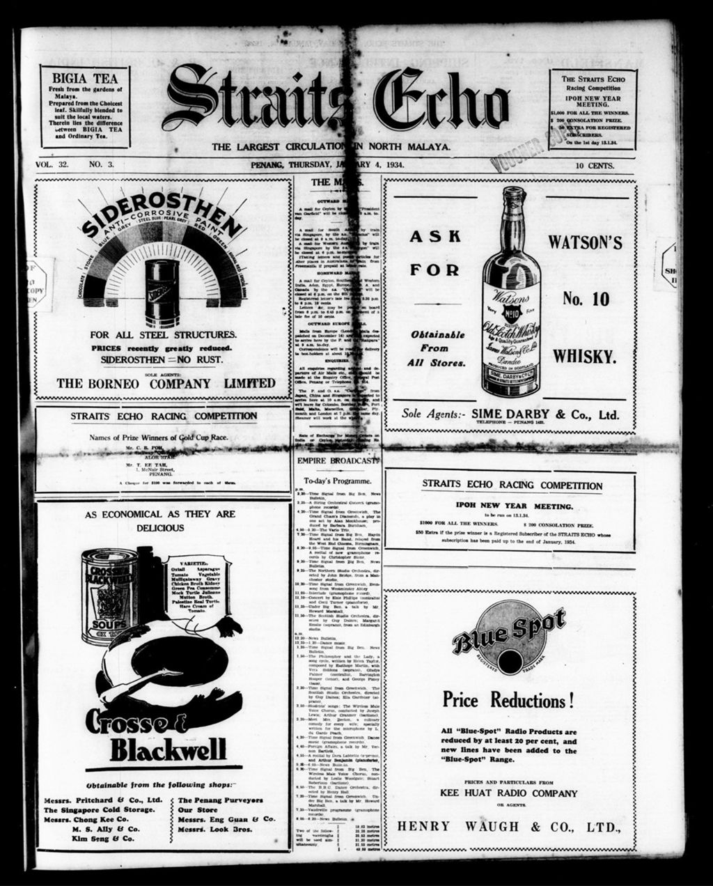 Miniature of Straits Echo 04 January 1934