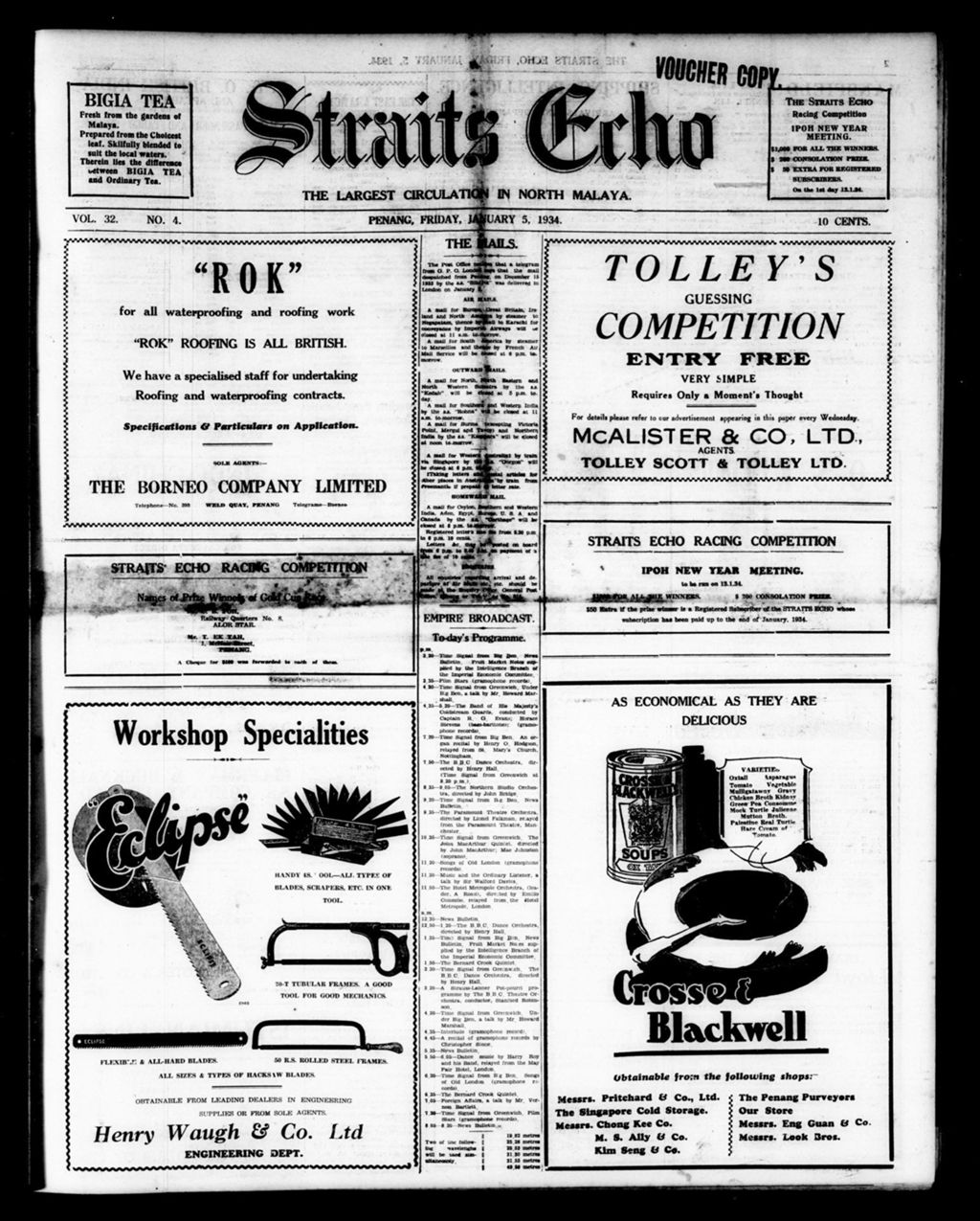 Miniature of Straits Echo 05 January 1934